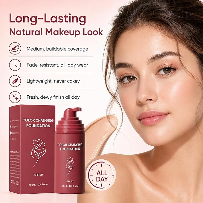 Korean Color Changing Foundation, Foundation For Mature Skin, Concealing Fine Lines And Wrinkles, Moisturizing And Hydrating, Automatically Adjusts Makeup Application (1pc)