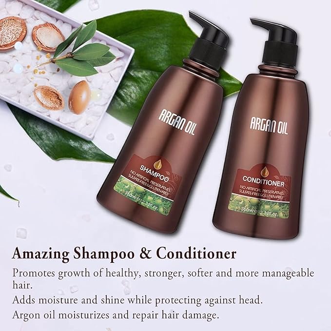 Moroccan Argan Oil Shampoo and Conditioner Sets with Hair Mask, Color Safe Smooth Add Shine Hair Treatment, UV Protection, Intense Moisturizing For Dry, Damaged, Frizzy,3 pack with Gift Box