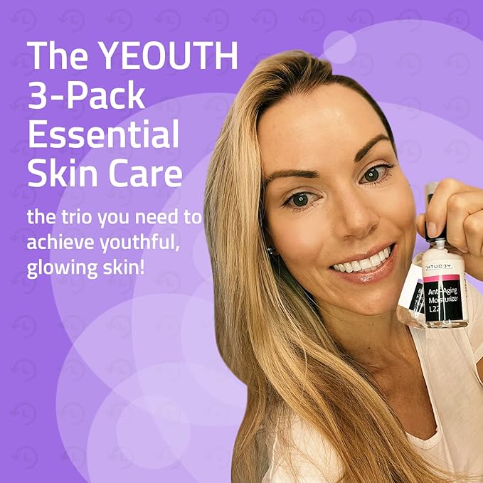 YEOUTH Skin Care Set | Hyaluronic Acid Serum with Vitamin C | Face Toner | Face Moisturizer | Skincare Kit for Hydrating and Smooth Looking Skin | Facial Gift Set 3-Piece