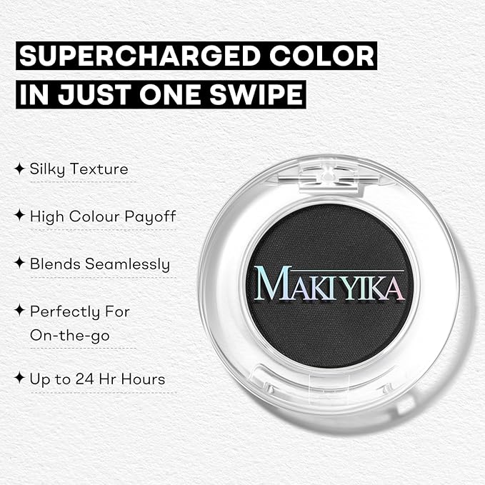 MAKI YIKA Dark Black Matte Single Eye Shadow Palette for Women Pigmented Dark Eyeshadow Powder for Brown Eyes Color Stay Long Lasting Waterproof Eye Makeup Palette, #5