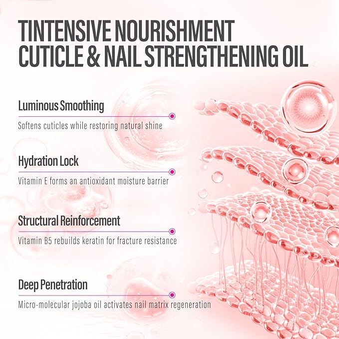 CHUCHU Vegan Cuticle Oil for Nails: Pomegranate Jojoba Nail Cuticle Oil with Vitamin B & E for Moisturizes Cuticle and Nail's Skin - Prevents Hangnails and Chapped 15ML