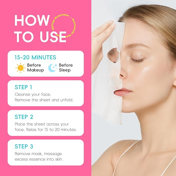 QUIYUM Fruit Face Masks Skincare, Facial Masks for Women, Sheet Masks Beauty with Natural Ingredients, Moisturize & Soothe for All Skin Type, Birthday Party Spa Gift 25 Pack, Stocking Stuffers