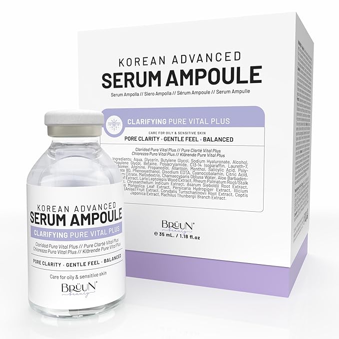 BRÜUN AC - Control Clear and Pure Vita Plus Ampoule - Micro Needling Korean Booster for Face and Body to Use with and without Derma Pen Microneedling Skin Care Serum 1.18 oz