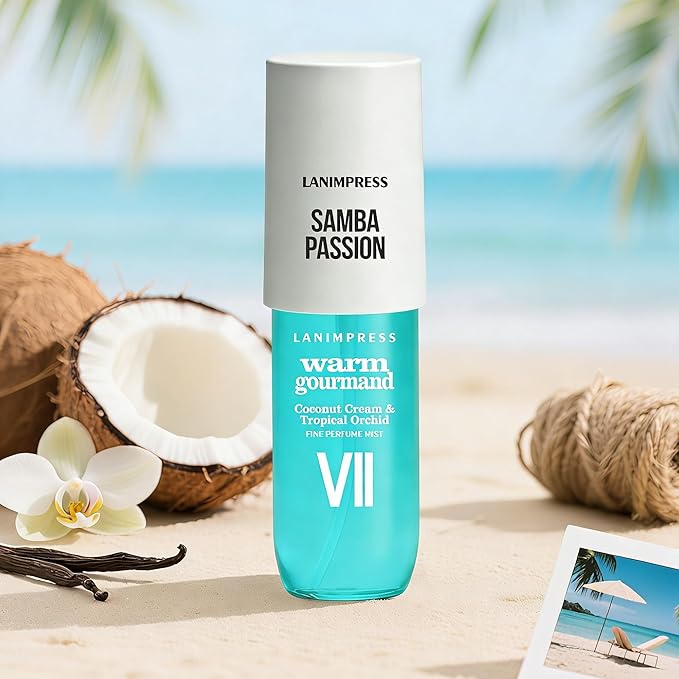 3 FL OZ Hair Mist and Body Spray for Women,Eau De Parfum,Sunshine Beach Aroma Perfume No.7,Gourmand Flower Perfume-With Notes of Coconut Cream, Orchid,Grilled Nut,Travel Size Fragrance