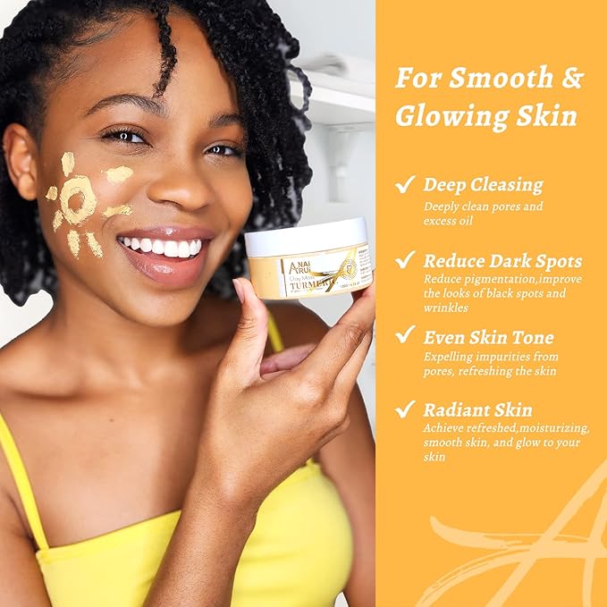 Turmeric Vitamin C Face Mask, Deep Cleansing Clay Mask for Dull Skin, Skincare Facial Mask for Refining Pores and Controlling Oil, Smooth & Radiant Skin, Face Skincare Gifts, 4.23 OZ