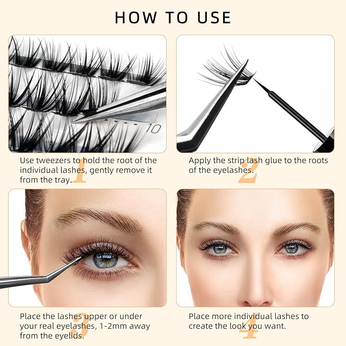 QUEWEL Lash Clusters 240Pcs Cluster Lashes 30D 0.07D Curl Mix8-14mm Individual Lashes Soft&Comfortable DIY Eyelash Extension at Home(30D 0.07D MIX8-14)