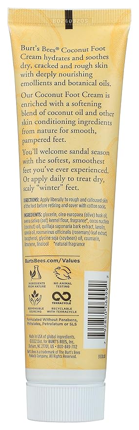 Burt's Bees Coconut Oil Foot Cream, Package May Vary, 4.3 Oz