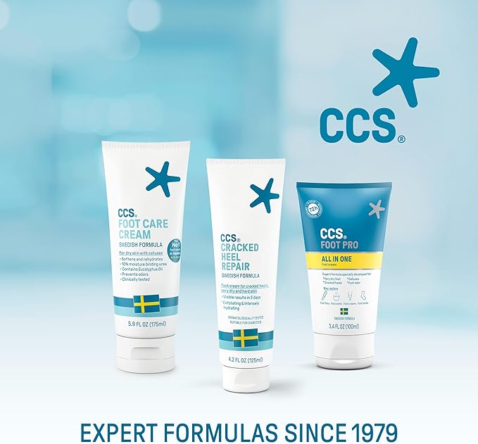 CCS Foot Care Cream, Professional Formula for Dry, Callused Feet, Vegan Formula With Urea and Eucalyptus Oil, No Parabens or Sulfates, Clinically Tested, Doctor Recommended, 5.9 fl oz (175ml)
