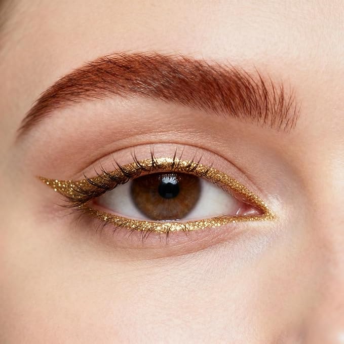 Liquid Glitter-Eyeliner, Shimmer-Water-proof Eye-Glitter Makeup Colorful Eye Liner Liquid Eyeliner (Gold)
