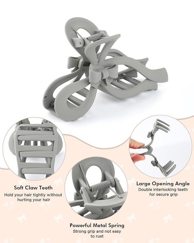 4 PCS Bow Hair Clips for Women Bow Claw Clip 5" Extra Large Hair Claw Clips for Thick and Long Hair Cute Bows Big Clip Mother’s Day Gift for Mom