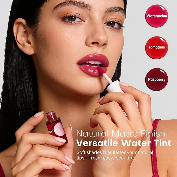 bayfree Lip Tint Stain Set, 3 PCS Korean Water Tint Lightweight Non-sticky, Waterproof Long Lasting Liquid Blush & Lip Stain, Transfer-Proof, Matte Finish Lip Color Makeup (fruit platter)