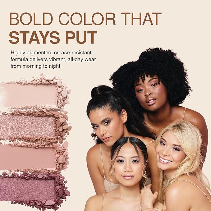 Palladio Eyeshadow Quads, Velvety Pigmented Blendable Matte, Metallic & Shimmer Finishes, Creamy Formula, Four Way Quad Eye Shadow Palette, Talc-Free (Gossip Girl)