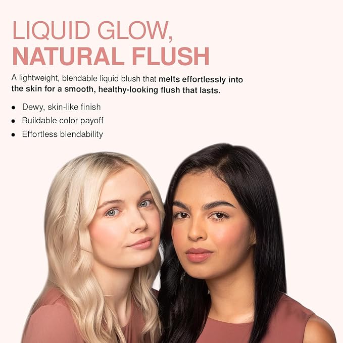 Palladio Liquid Blush for Cheeks & Lips 2-in-1 Makeup Face Blush, Weightless Cream Formula, Smudge Proof Long-Wearing Pigmented, Natural Look Makeup Face Blushes, Dewy Finish, Dusty Rose