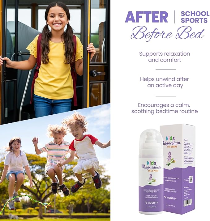 Vigority Kids Magnesium Spray with Lavender & Neroli – Lightweight Magnesium Body Mist for Legs, Feet, Pillow & Room – Gentle Bedtime Spray for Kids Evening Routines (6.8 fl. oz.)