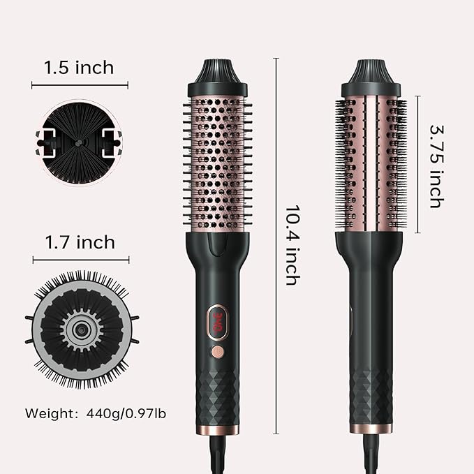 Hahahope 1.5 Inch Thermal Brush, Heated Round Brush for Blowout Look with Negative Ions & Ceramic, 30s Fast Heating Curling Iron with 10 Temperature Settings for Volumizing, Travel Hair Styling Tool