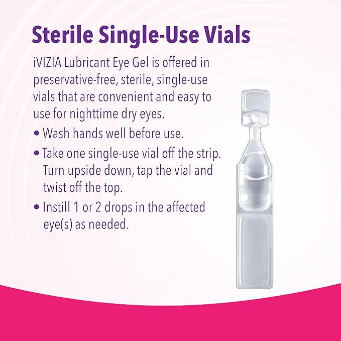 iVIZIA Eye Gel for Nighttime Dry Eyes, Preservative-Free, 30 Single-use vials