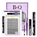 B&Q Lash Clusters Kit 280PCS Eyelash Clusters Kit,40D D 9-16MIX Individual Lash Comfortable Eyelash Extension Set, Classic Look with Bond and Seal Waterproof, Remover DIY at Home(Set,40D)