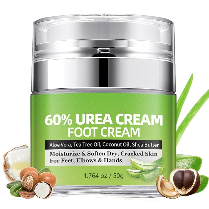 Grospe Urea Cream 60% For Feet Maximum Strength, 60% Urea Cream with 2% Salicylic Acid for Feet & Hands Moisturizer for Rough, Dry, Thick & Cracked Skin, Callus Remover, Deep Hydration 1.76 oz