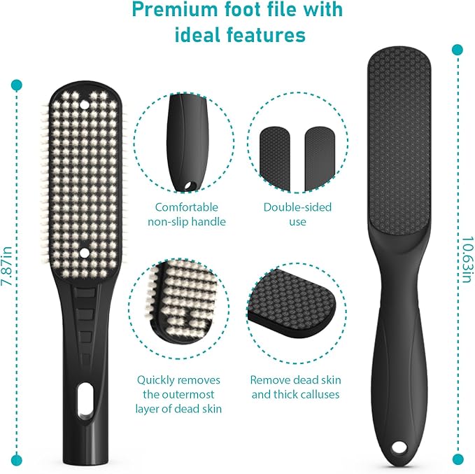 Foot File Pedicure Tool Callus Remover, Durable Foot Scrubber Dead Skin Remover, Professional Toe Cleaning Brush
