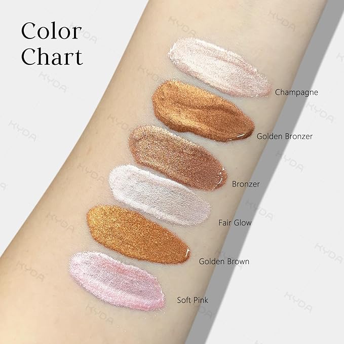 KYDA Liquid Highlighter Drops, Multiuse Liquid Glow Filter Makeup for Face & Body, Glowing Bronzer Drops with Skincare Formula, Radiant Glow Liquid Highlighter Makeup, Soft Pink