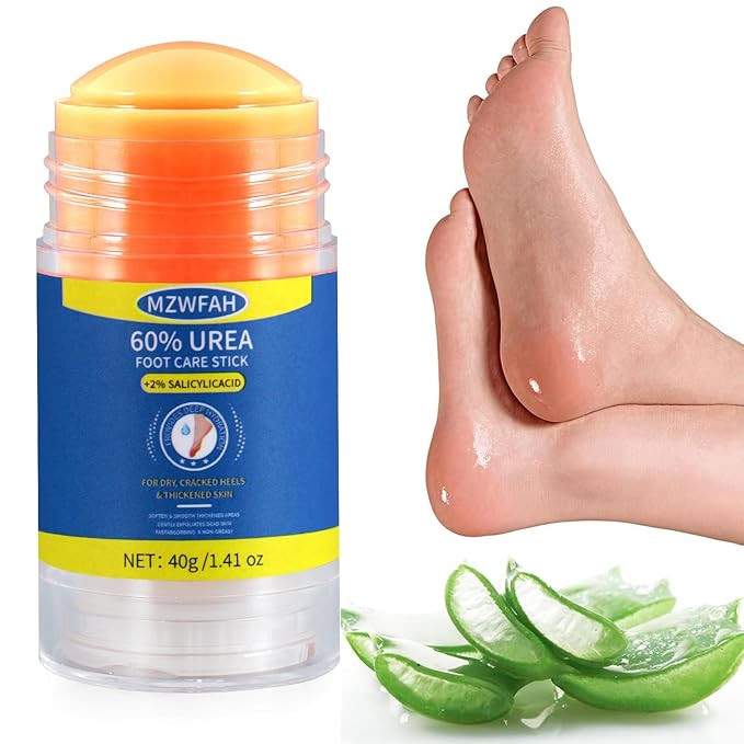 60% Urea Foot Cream Stick with Salicylic Acid 2%, Moisturizing Callus Remover for Dry Cracked Heels, Exfoliating Foot Balm for Thick and Rough Skin Care