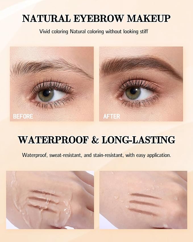 Eyebrow Powder Makeup Kit, 2 Colors Waterproof Long Lasting Dark/Light Brown Eye Brow Tinting Powder Palette, Eyebrow Tint Filler Makeup Gifts for Women with Mirror Brow Brush & Razor-Set 01#