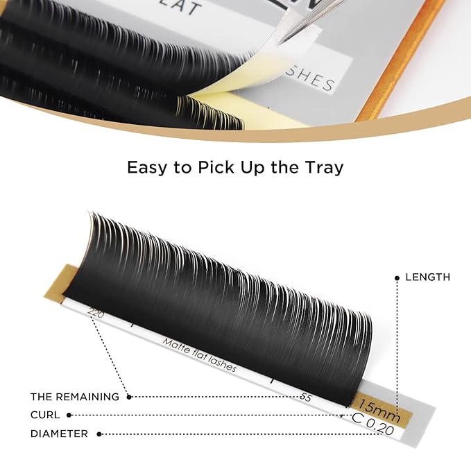 LASHVIEW Eyelash Extensions,Ellipse Flat Eyelash Extensions 0.15mm C Curl 12mm, Black,Individual Lashes,Super Matte Extremely Soft Professional Salon Use