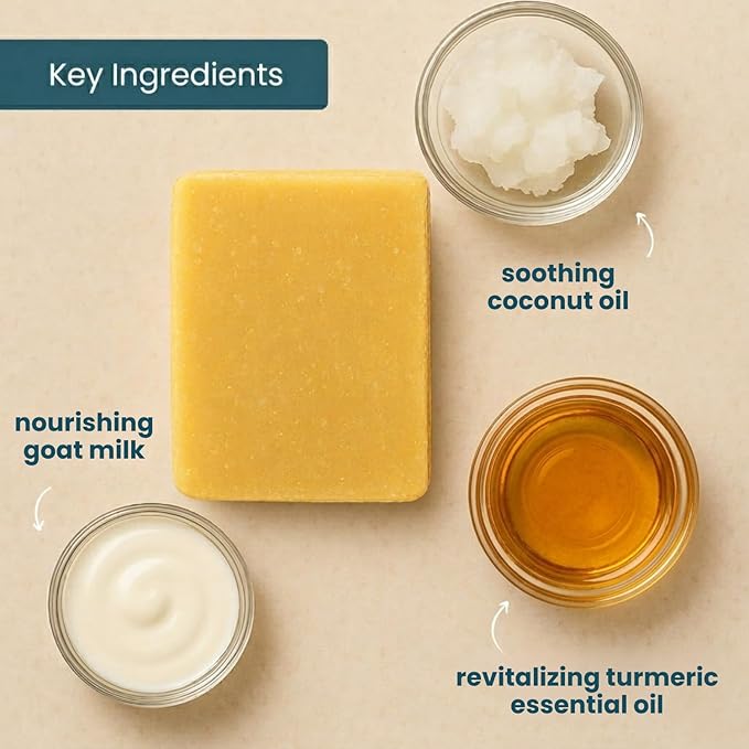 Goat Milk Soap Bars, Turmeric (3 Pack) - Premium, Handmade w/Real Milk in USA - Large (5oz) Hand & Body Goat Soap - Dry Skin, Gentle, No Dyes