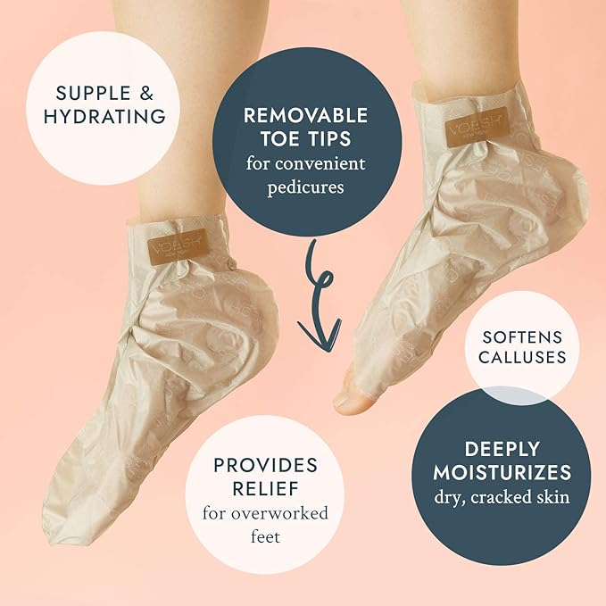 VOESH Collagen Socks For Feet 1 pair- Collagen Foot Mask, Moisturizing foot mask, Pedicure Socks, Pedicure Prep, Hydrating Foot Treatment, Hydrating feet mask