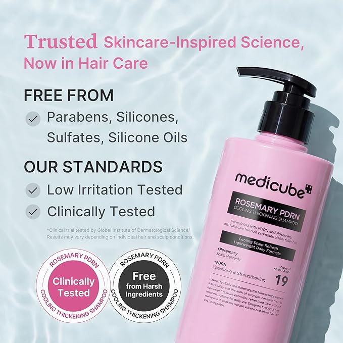 medicube Rosemary PDRN Clarifying Thickening Shampoo | Cooling, Clarifying Care for Thinning, Weak & Flaky Hair | Amino Acid Complex for Stronger, Thicker-Looking Hair | Korean Hair Care, 13.52 fl.oz