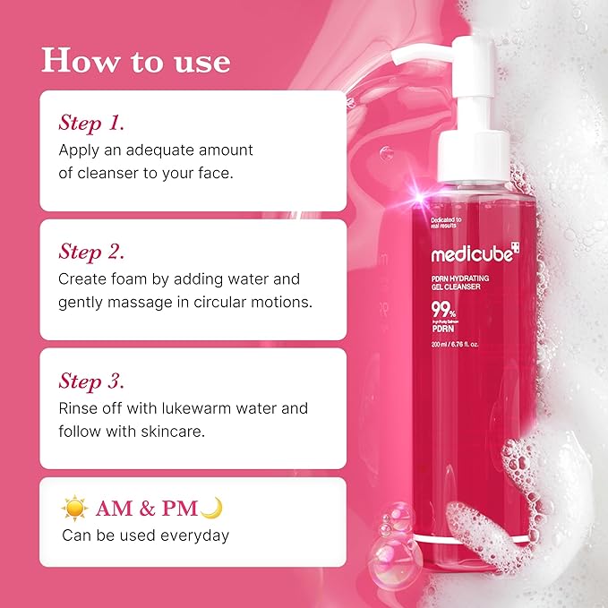 medicube PDRN Cleanse & Hydrate Duo: Salmon DNA PDRN Pink Collagen Capsule Cream and PDRN Jelly to Foam Cleanser | Lightweight Gel to Foam Cleanser and Moisturizer For Uneven Skin Tone