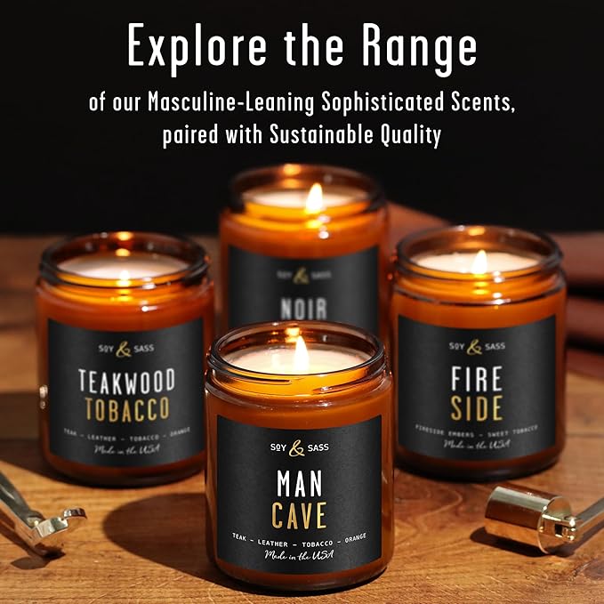 Fresh Coffee Candle - Black Candles for Men or Women - Dark Coffee Beans, Caramel & Vanilla Cream Soy Wax Scented Mens Candle - Infused w/Essential Oils | Long 50Hr Burn, 9oz I Non Toxic I Made in USA