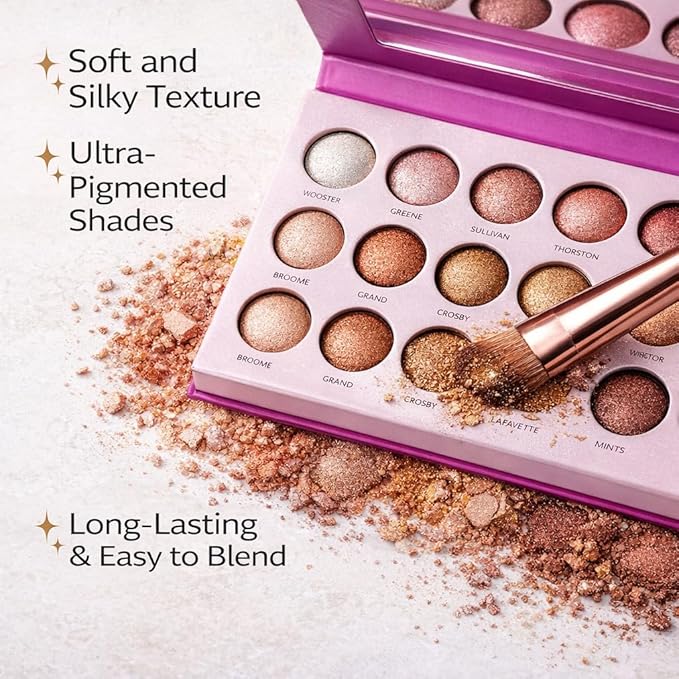 K'APEINE 14-Color Eyeshadow Palette, Matte & Shimmer Warm Neutral Nude, Highly Pigmented Blendable Long-Wear, Everyday Smoky Glam Makeup for All Skin Tones (03#)