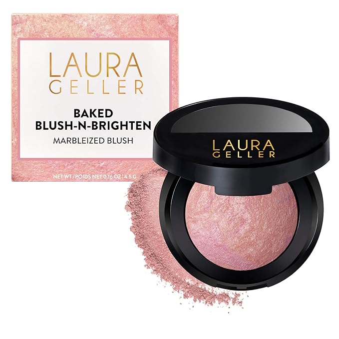 LAURA GELLER NEW YORK Baked Blush-n-Brighten for Mature Skin - 03 Ethereal Rose - Powder Blush Won't Settle into Fine Lines - Buildable Natural Finish – Longlasting Formula - Made in Italy