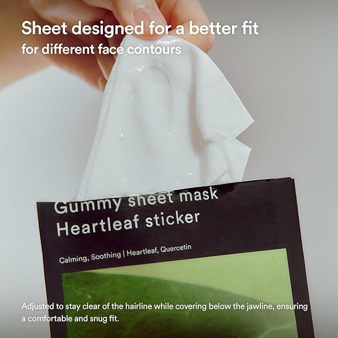 Abib Gummy Sheet Mask Madecassoside Sticker 10 Sheets (Skin Barrier) I Korean Face Mask for Sensitive Skin, Soothing & Redness Relief, Daily Skincare Treatment, K-Beauty Sheet Mask