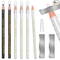 KAIQIKAIXI 6Pcs White Waterproof Eyebrow Pencils Makeup Set For Marking, Filling And Outlining, Tattoo Makeup And Microblading Supplies Kit-Hard Refills Are Easy To Color (White)