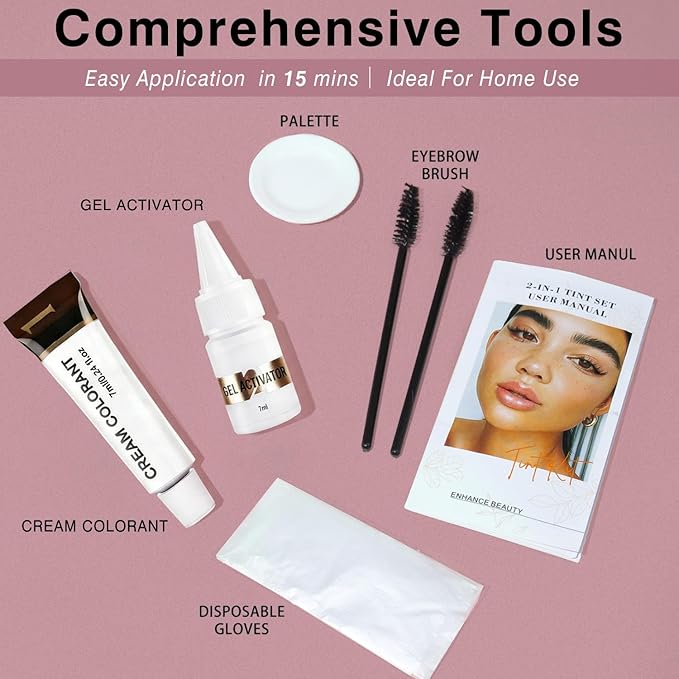 Lash Color Kit, Instant Eyebrow & Eyelash Color Set with Natural Ingredients, Temporary Brow & Lash Color for Home DIY, Safe & Easy for Beginner, 7ml-Black