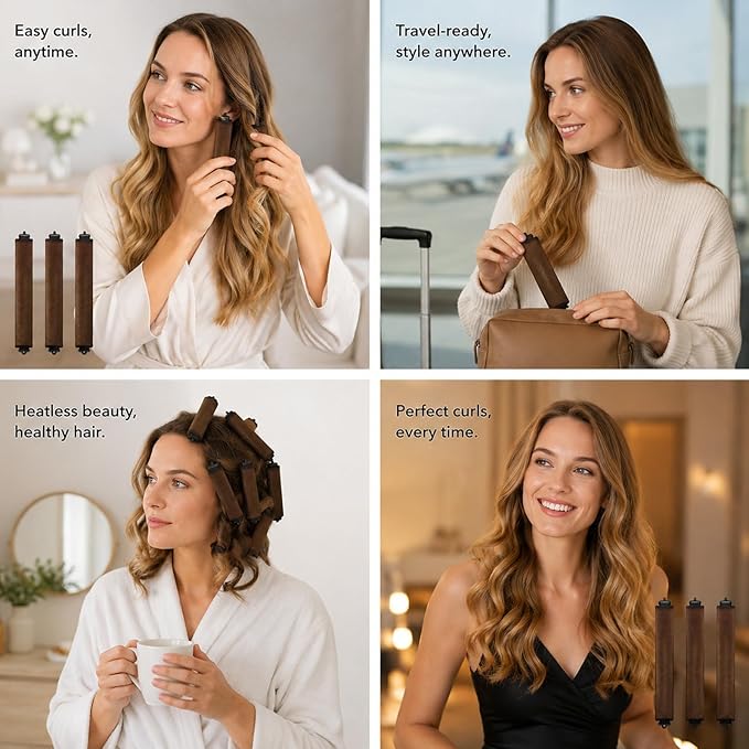 7-Piece Overnight Blowout Rods, Heatless Curling Rod for Overnight Curls, Time-Saving Hair Styling Solution for Busy Professionals