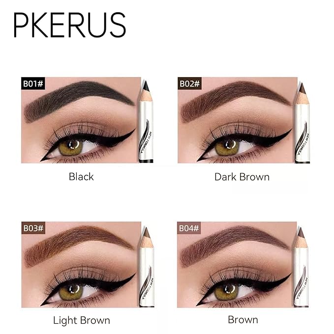 6PCS Eyebrow Pencils for Women,Wooden Hard-Core for Eyebrows & Eyeliner Dual-PurPose,Micro Black Eyebrows Pencil for Precision Filling,Long Lasting for Natural-Looking Brows with Sharpener,Black