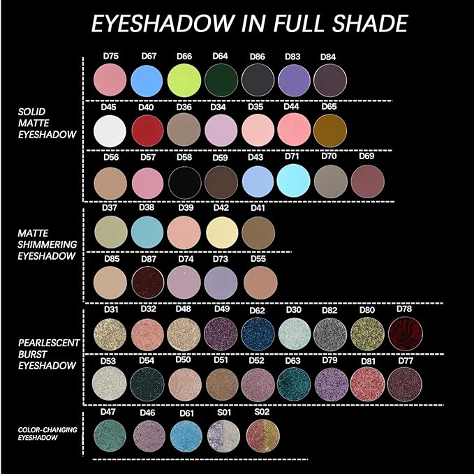 Refillable Eyeshadow Palette - Matte/Glitter/Duo-Chrome Pressed Powder & Cream Formula, Neutral/Shimmer/Smokey Multichrome, Travel-Friendly Iron Pan Refills (Matte, D89)
