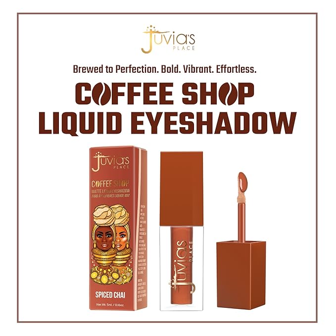 Juvia's Place Coffee Shop Liquid Eyeshadow Spiced Chai - Matte Finish for Rich, Long-Lasting Color, Waterproof, and Smooth Texture - Buildable and Vibrant - Ideal for All Skin Tones, 0.08 fl oz