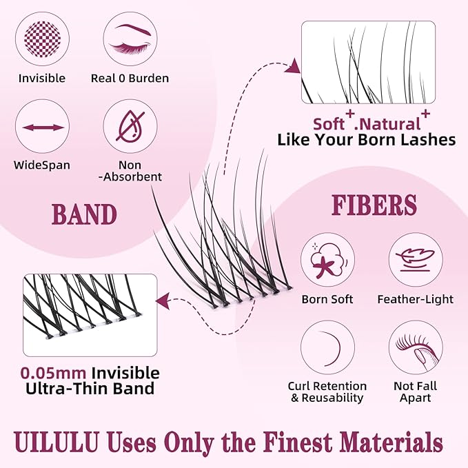 Natural Lash Clusters 8-18mm with 5mm Bottom Lashes Natural Eye Lashes Wispy Lash Clusters False Eyelash Clusters DIY Eyelash Extensions Individual Cluster Lashes (U18 Lash Only)