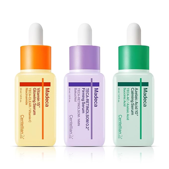 CENTELLIAN 24 Madeca Serum Trio Set, Pack of 3 Taehyun Edition-Azelaic Acid 10+,Vitamin 15+ & TECA Retinolsom 0.2 Serums (3x 1.01 fl oz) Redness Relief, Sebum Control, Pore Minimizing, Skin Elasticity