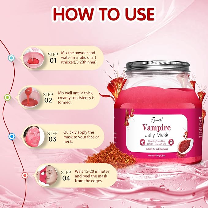 Pjordo Jelly Masks for Facials Professional, Vampire Jelly Mask Powder with Mixing Bowl Set, Peel Off Face Mask Skincare for Hydrating, Smoothing & Nourishing, Hydrojelly Masks Gift Set DIY Spa