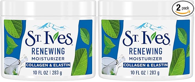 St. Ives Face Moisturizer Cream, Collagen and Elastin, Renewing Facial Moisturizer for Women, Paraben Free, Dermatologist Tested Daily Moisturizing for Dry Skin Cruelty Free, 10 oz (Pack of 2)