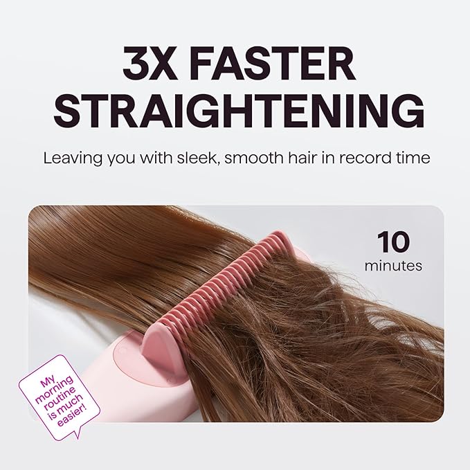 Wavytalk Pro Steam Hair Straightener Brush, Steamline Pro 3-in-1 Straightening Brush for Curly Hair, Fast Salon Results with Less Damage, Anti-Frizz and Hair Nourishment