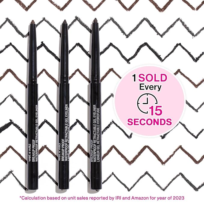 wet n wild Mega Last Breakup Proof Waterproof Retractable Gel Eyeliner - Ultra Pigmented 16-Hour Long Wear, Smudge Proof Satin Finish Formula, Cruelty-Free & Vegan - Charcoal