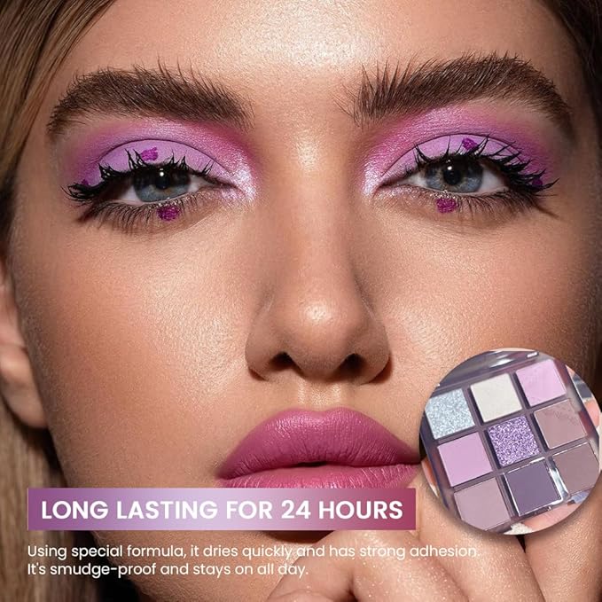 Purple Silver White Pink Tan Grape Matte Shimmer Eyeshadow Palette for Eye Makeup,High Pigmented Eye Shadow make up Powder Palet de sombras de ojos