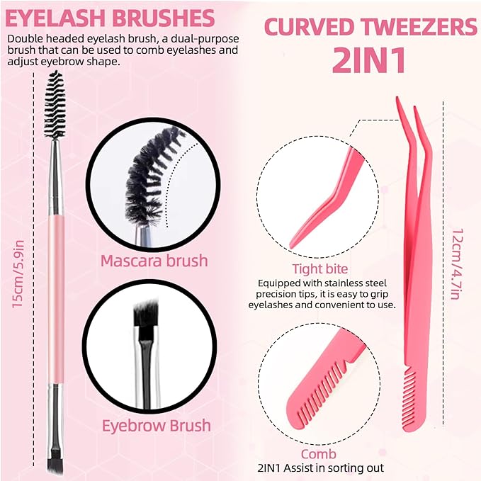 QUKLOGEN DIY Lash Extension Kit 782Pcs D Curl 4 styles Individual Lash with Bottom Lash Clusters Lash Bond and Seal,Quick Glue Remover Tweezers Eyelash Brush Mini Applicator (LASH001)