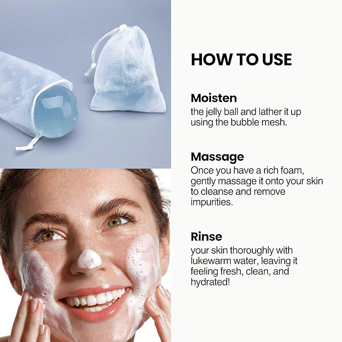 Naisture Bebare Jelly Ball Duo (2pc): Daily Face Wash Korean Skin Care Cleanser in Peachy Pink and Fresh Aqua